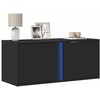 TV staliukas Sieninė TV spintelė su LED lemputėmis, juoda, 80x31x35cm