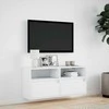 TV staliukas Sieninė TV spintelė su LED lemputėmis, balta, 100x31x45cm