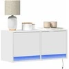 TV staliukas Sieninė TV spintelė su LED lemputėmis, balta, 80x31x35cm
