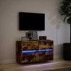 TV staliukas Sieninė TV spintelė su LED lemputėmis, dūminė, 80x31x45cm