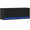 TV staliukas Sieninė TV spintelė su LED lemputėmis, juoda, 100x31x35cm