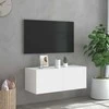 TV staliukas Sieninė TV spintelė su LED lemputėmis, balta, 80x35x31cm