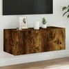 TV staliukas Sieninė TV spintelė su LED lemputėmis, dūminė, 80x35x31cm