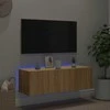 TV staliukas Sieninė TV spintelė su LED lemputėmis, ąžuolo, 100x35x31cm