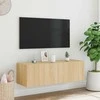 TV staliukas Sieninė TV spintelė su LED lemputėmis, ąžuolo, 100x35x31cm