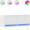 TV staliukas Sieninė TV spintelė su LED lemputėmis, balta, 100x31x35cm