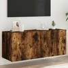 TV staliukas Sieninė TV spintelė su LED lemputėmis, dūminė, 100x35x41cm
