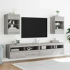 TV staliukas Sieninė TV spintelė su LED lemputėmis, pilka, 40x30x60,5cm