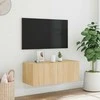 TV staliukas Sieninė TV spintelė su LED lemputėmis, ąžuolo, 80x35x31cm