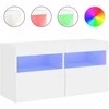 TV staliukas Sieninė TV spintelė su LED lemputėmis, balta, 80x30x40cm
