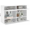 TV staliukas Sieninė TV spintelė su LED lemputėmis, balta, 98,5x30x60,5cm