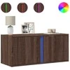 TV staliukas Sieninė TV spintelė su LED lemputėmis, ruda ąžuolo, 80x31x35cm