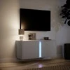 TV staliukas Sieninė TV spintelė su LED lemputėmis, balta, 80x31x35cm