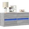 TV staliukas Sieninė TV spintelė su LED lemputėmis, pilka, 100x31x45cm