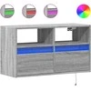 TV staliukas Sieninė TV spintelė su LED lemputėmis, pilka ąžuolo, 80x31x45cm