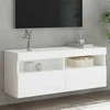 TV staliukas Sieninė TV spintelė su LED lemputėmis, balta, 100x30x40cm