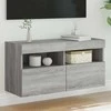 TV staliukas Sieninė TV spintelė su LED lemputėmis, pilka ąžuolo, 80x30x40cm