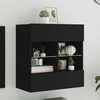 TV staliukas Sieninė TV spintelė su LED lemputėmis, juoda, 58,5x30x60,5cm