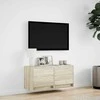 TV staliukas Sieninė TV spintelė su LED lemputėmis, ąžuolo, 80x31x35cm