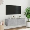 TV staliukas Sieninė TV spintelė su LED lemputėmis, betono, 100x35x31cm