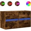 TV staliukas Sieninė TV spintelė su LED lemputėmis, dūminė, 80x31x45cm