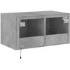 TV staliukas Sieninė TV spintelė su LED lemputėmis, betono pilka, 60x35x31cm