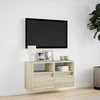 TV staliukas Sieninė TV spintelė su LED lemputėmis, ąžuolo, 80x31x45cm