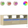 TV staliukas Sieninė TV spintelė su LED lemputėmis, ąžuolo, 130x31x45 cm
