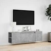 TV staliukas Sieninė TV spintelė su LED lemputėmis, betono, 135x31x39,5cm