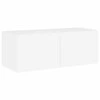 TV staliukas Sieninė TV spintelė su LED lemputėmis, balta, 80x35x31cm