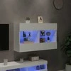 TV staliukas Sieninė TV spintelė su LED lemputėmis, balta, 98,5x30x60,5cm