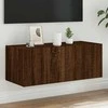 TV staliukas Sieninė TV spintelė su LED lemputėmis, ruda ąžuolo, 80x35x31cm