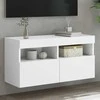 TV staliukas Sieninė TV spintelė su LED lemputėmis, balta, 80x30x40cm