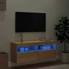 TV staliukas Sieninė TV spintelė su LED lemputėmis, ąžuolo, 100x30x40cm