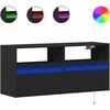 TV staliukas Sieninė TV spintelė su LED lemputėmis, juoda, 100x31x45cm