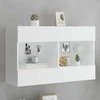 TV staliukas Sieninė TV spintelė su LED lemputėmis, balta, 98,5x30x60,5cm