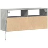 TV staliukas Sieninė TV spintelė su LED lemputėmis, betono, 100x31x45cm