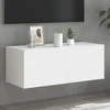 TV staliukas Sieninė TV spintelė su LED lemputėmis, balta, 80x35x31cm