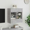 TV staliukas Sieninė TV spintelė su LED lemputėmis, betono, 58,5x30x60,5cm