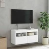 TV staliukas Sieninė TV spintelė su LED lemputėmis, balta, 80x30x40cm
