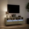 TV staliukas Sieninė TV spintelė su LED lemputėmis, ąžuolo, 130x31x45 cm