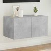 TV staliukas Sieninė TV spintelė su LED lemputėmis, betono pilka, 60x35x31cm
