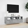 TV staliukas Sieninė TV spintelė su LED lemputėmis, betono, 130x31x45 cm