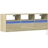 TV staliukas Sieninė TV spintelė su LED lemputėmis, ąžuolo, 130x31x45 cm
