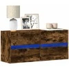 TV staliukas Sieninė TV spintelė su LED lemputėmis, dūminė, 100x31x45cm