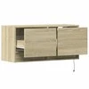 TV staliukas Sieninė TV spintelė su LED lemputėmis, ąžuolo, 80x31x35cm