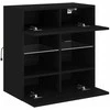 TV staliukas Sieninė TV spintelė su LED lemputėmis, juoda, 58,5x30x60,5cm