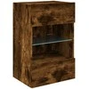 TV staliukas Sieninė TV spintelė su LED lemputėmis, dūminė, 40x30x60,5cm