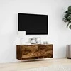 TV staliukas Sieninė TV spintelė su LED lemputėmis, dūminė, 100x31x35cm