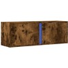 TV staliukas Sieninė TV spintelė su LED lemputėmis, dūminė, 100x31x35cm
